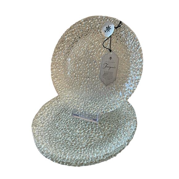 Akcam Turkish Glass 8in Appetizer | Dessert Plate Set of 4 Clear Frosted NEW - Picture 7 of 15